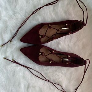 Halogen Ghille Suede Lace Up Ballet Flat